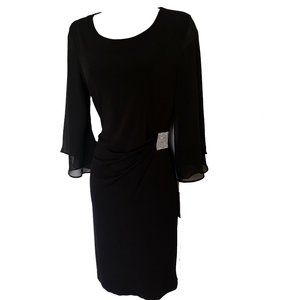 nwt Lori Michaels Rhinestones Waist Dress black S Made in Canada